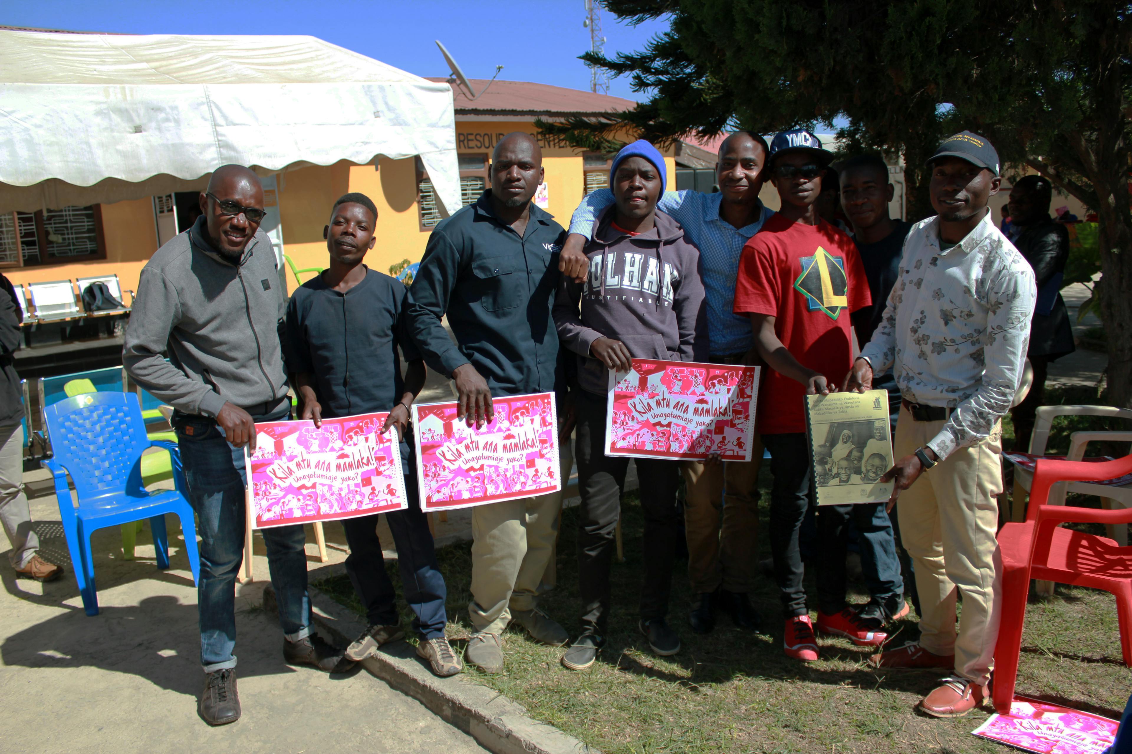 Young men gather at Kihumbe Resource Center