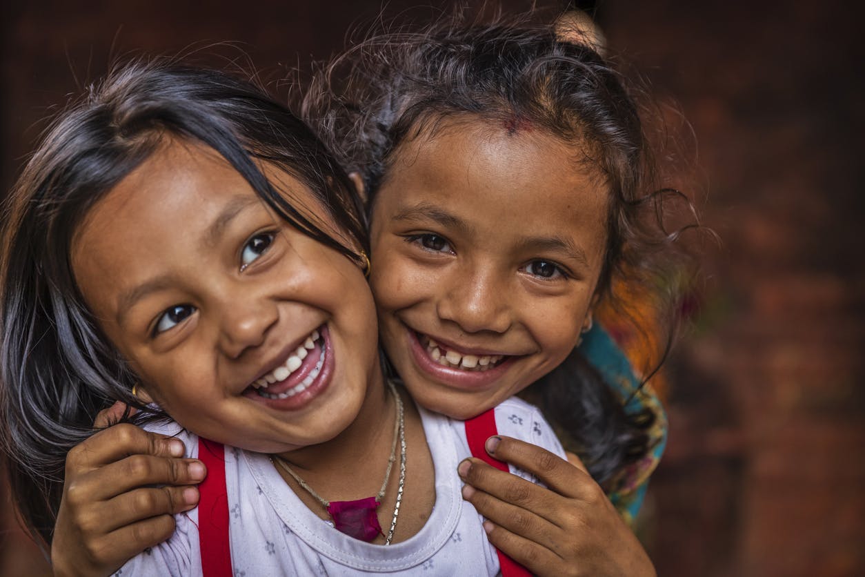 Nepalese girls smiling