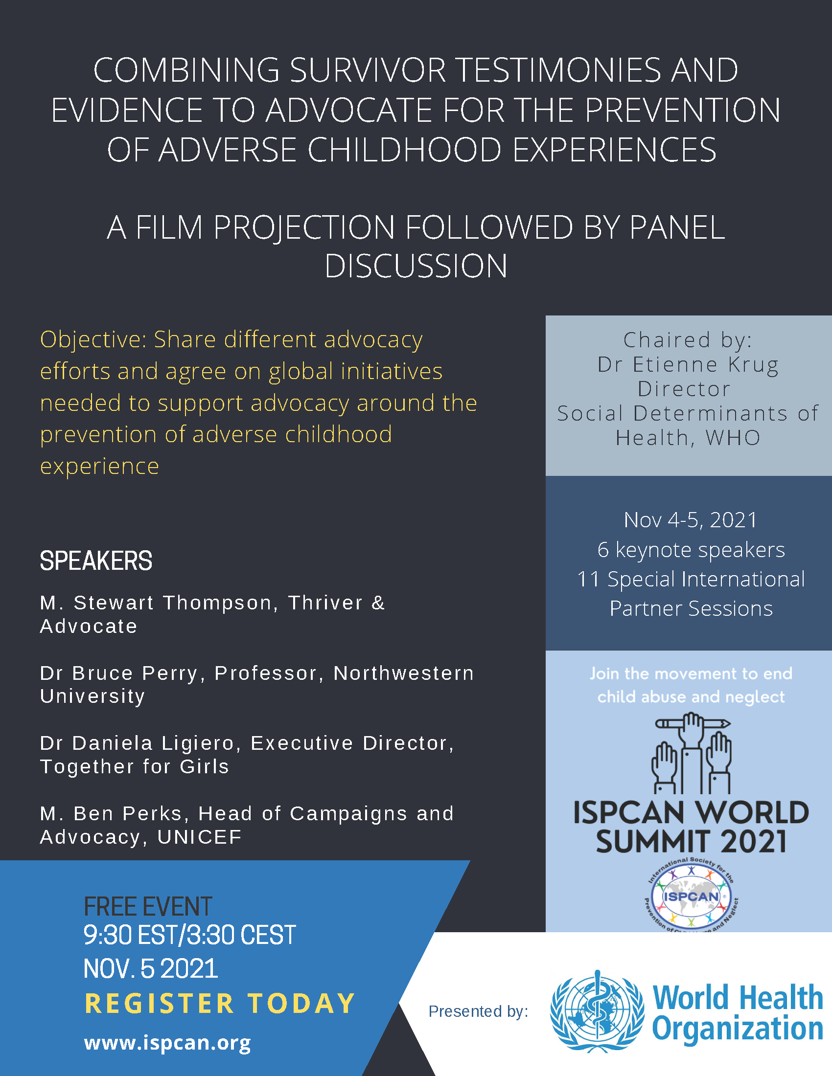 ISPCAN world summit event flyer WHO