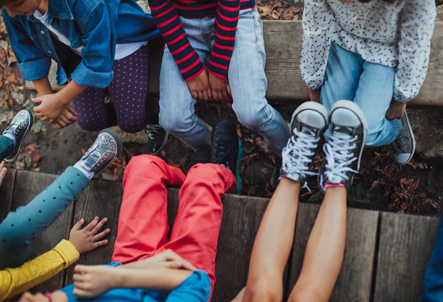 Childrens feet legs together