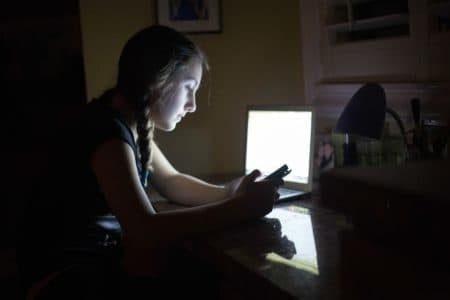 Girl using laptop