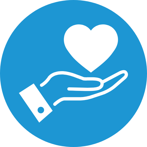 Hand holding heart icon Become a philanthropic partner