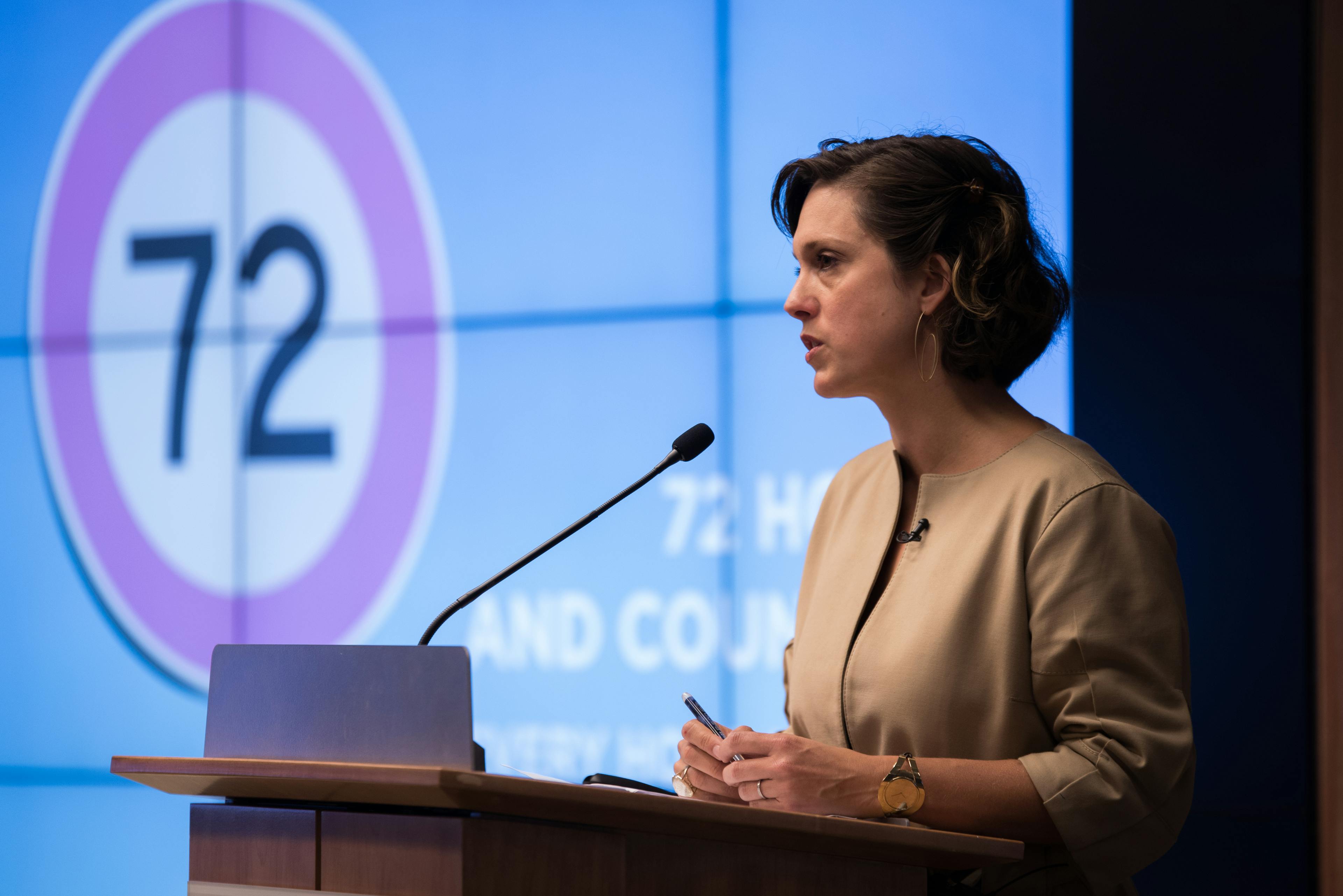 Daniela Ligiero speaking during an Every Hour Matters event