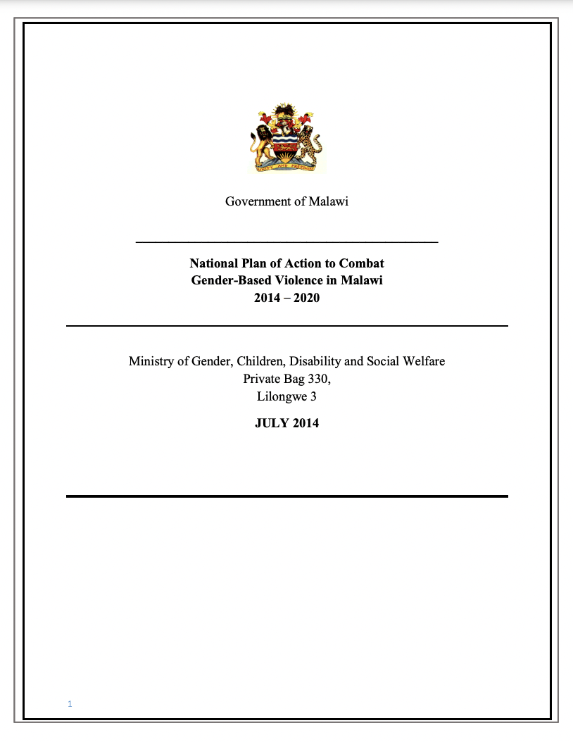 National Plan of Action to Combat Gender Based Violence in Malawi 2014 2020