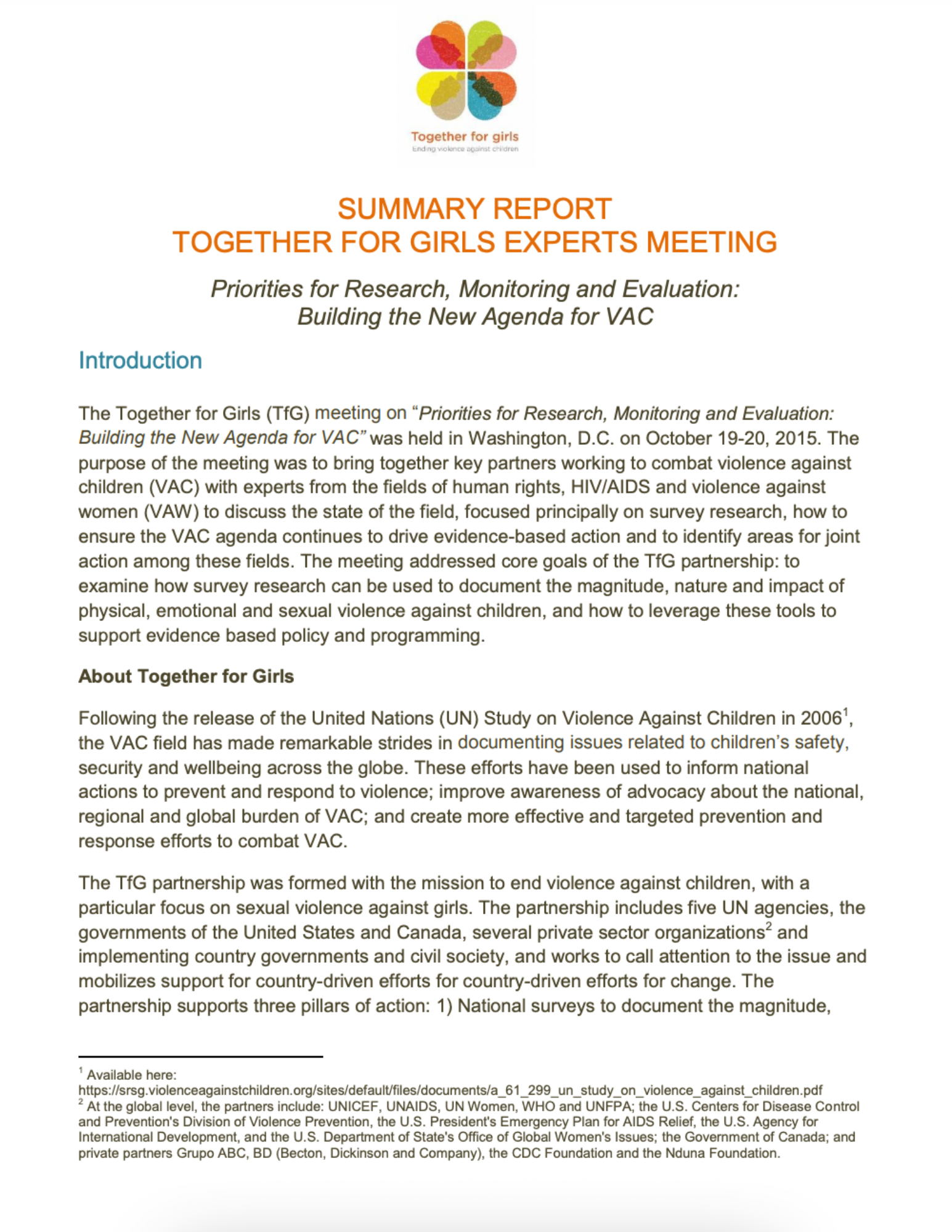 Summary report Tfg meeting