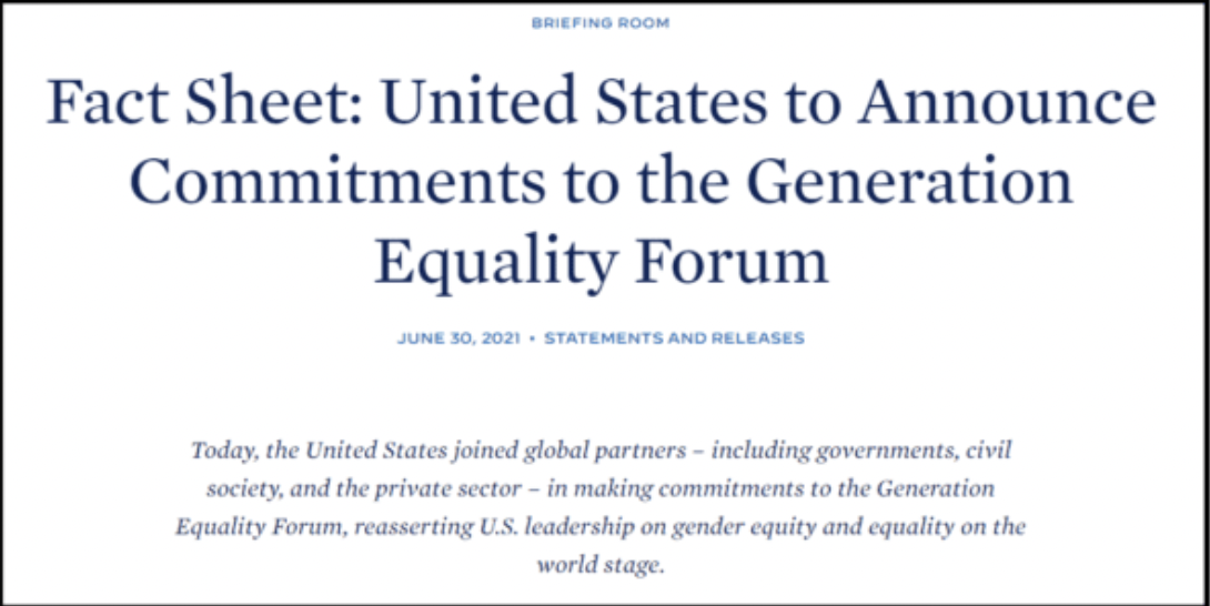US commitments to generation equality forum