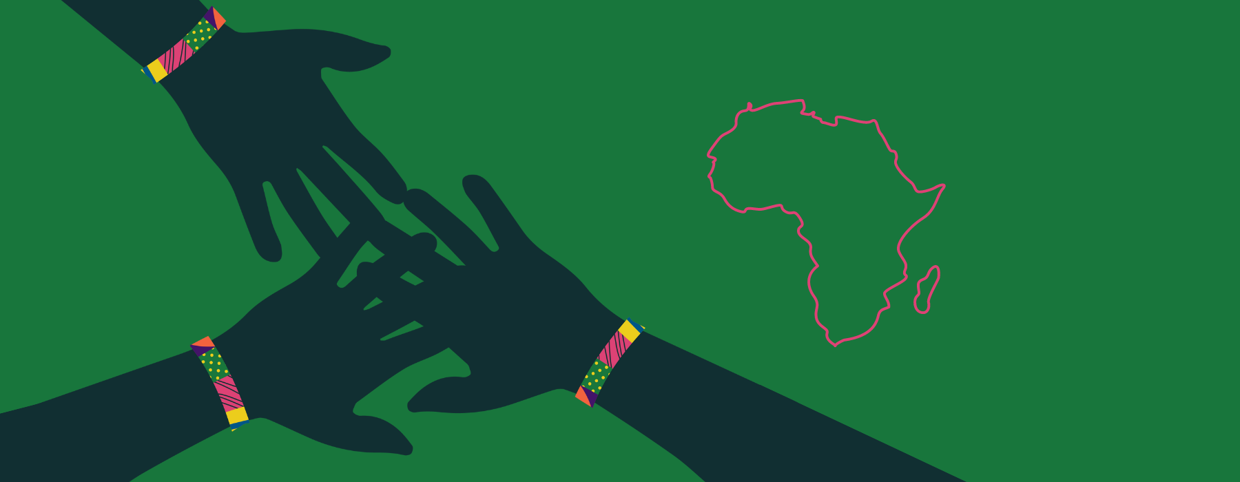 Hands together Africa outline