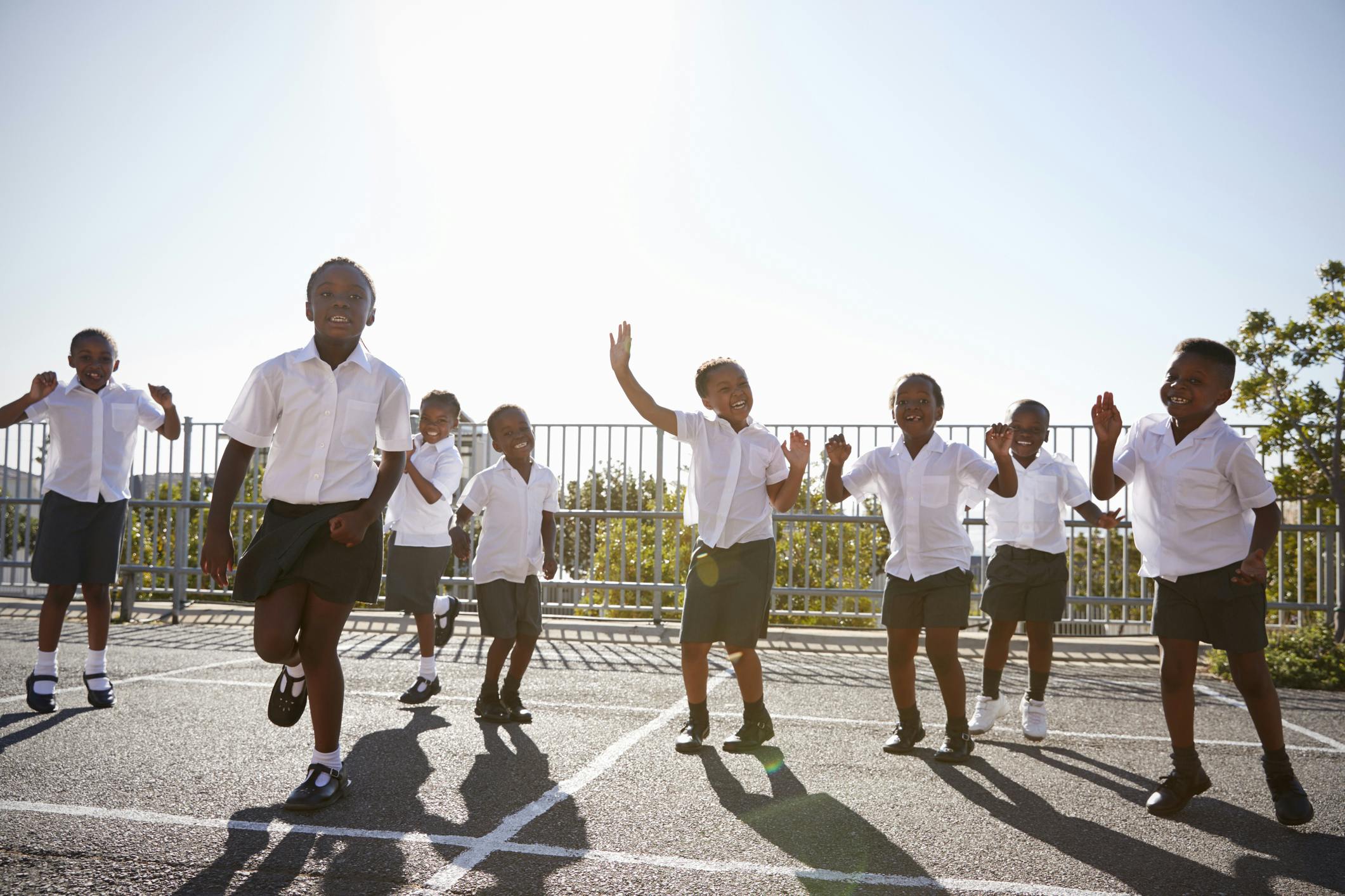 Namibian school children play outside